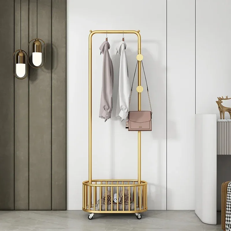 Golden Metal Bags Coat Rack Hanging Standing Corner Shelf Storage Live Room Household Multifunctional Perchero Furniture Home