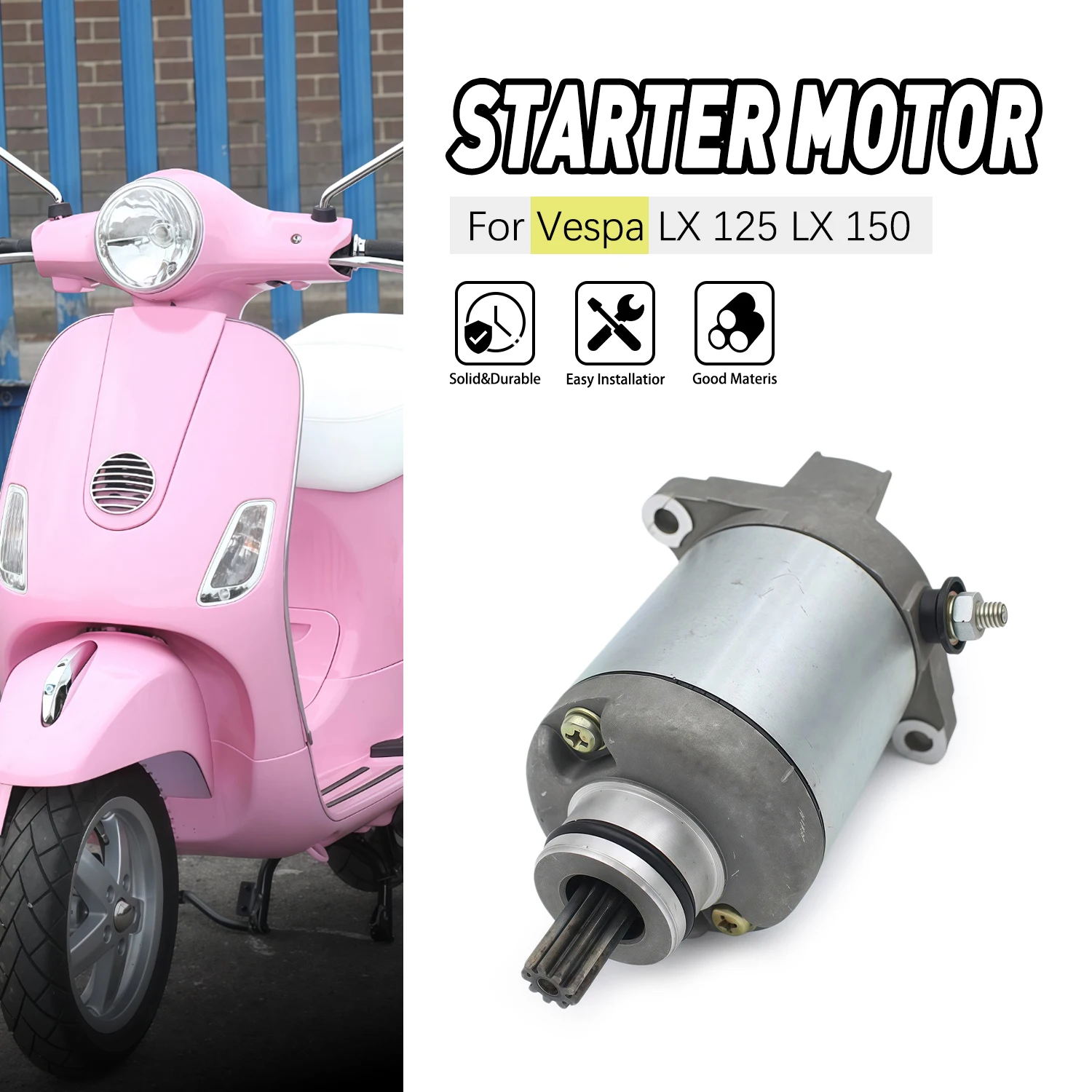 

Motorcycle Accessories Engine Starter Motor For Vespa LX 150 2005-2008 LX 125 2005-2009 7000521 Starting motor