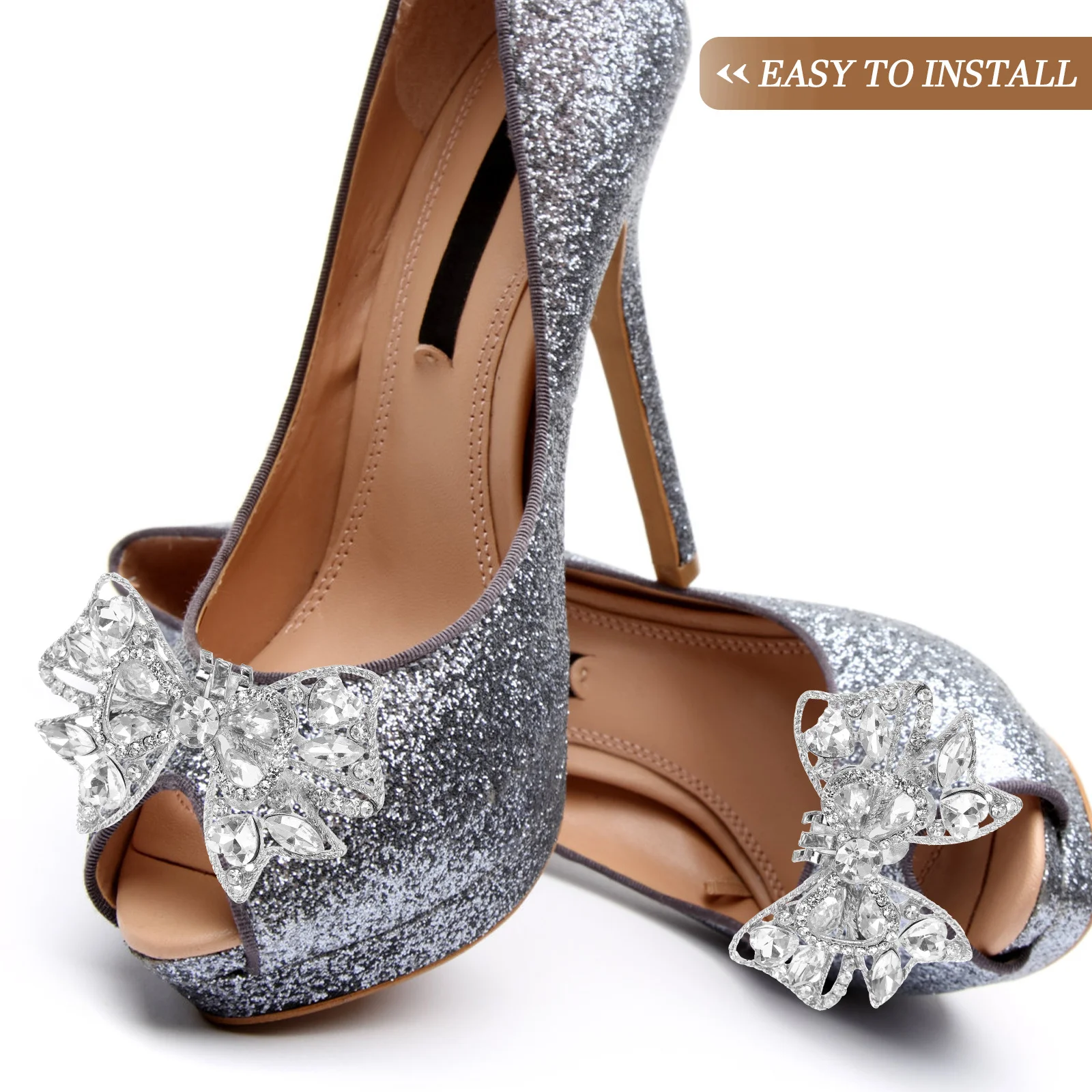

2Pcs Elegant Bridal Shoe Clips Crystal Bowknot Shape Decor for Wedding Pumps High Heels Detachable Shoe Buckle Women Fashion