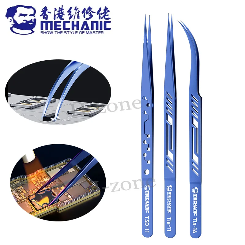 MECHANIC  T3D-11 Tia-11 Titanium Alloy Tweezers BGA IC Chip Flying Wire Repair Forceps Motherboard Precise Electronics Tweezers