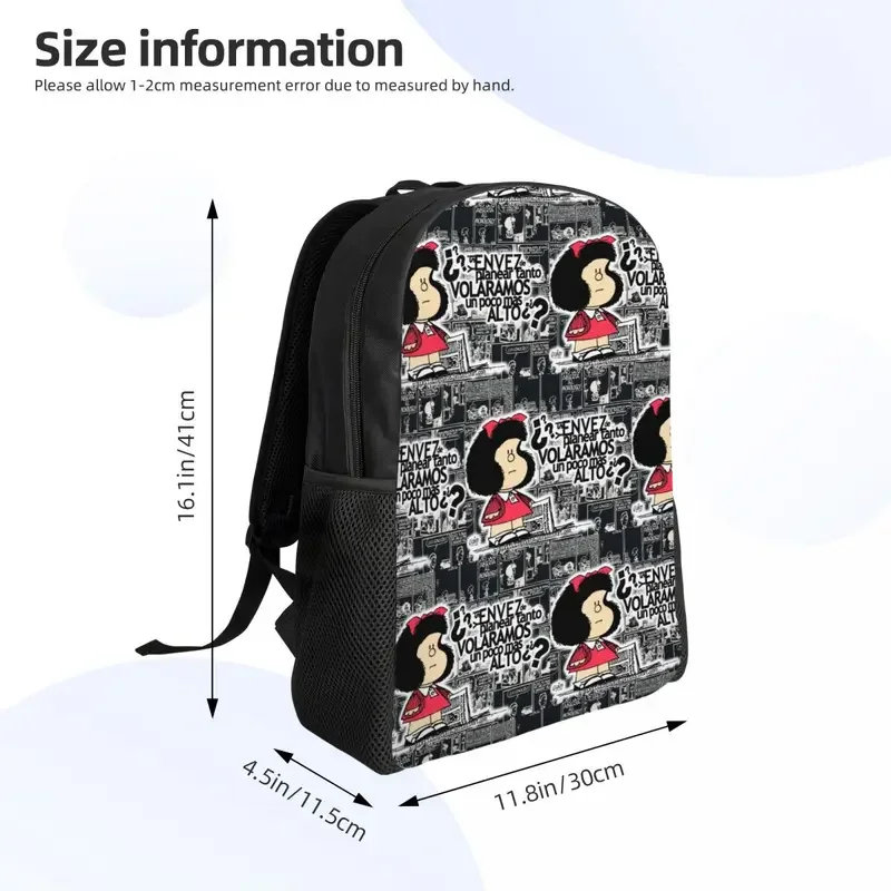 Ransel kartun lucu Mafalda cetak 3D untuk anak laki-laki perempuan Anime komik tas perjalanan sekolah kuliah tas buku Pria cocok untuk Laptop 15 inci