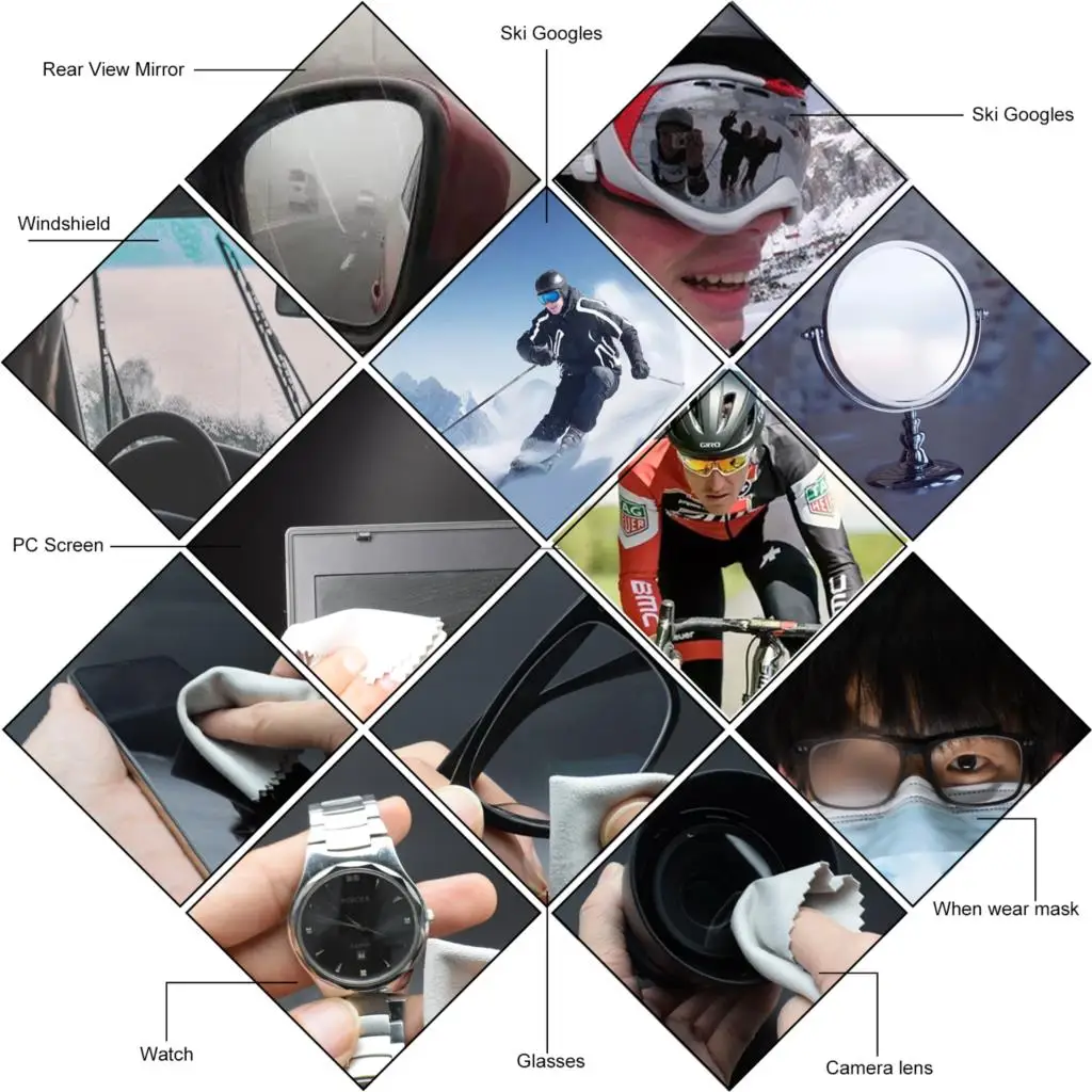 Reusable Anti-Fog Lens Wipes Anti Fog Glasses Lens Cloth Mask Cleaner Car Rearview Mirror Defogger Sport Swimming Goggles Helmet