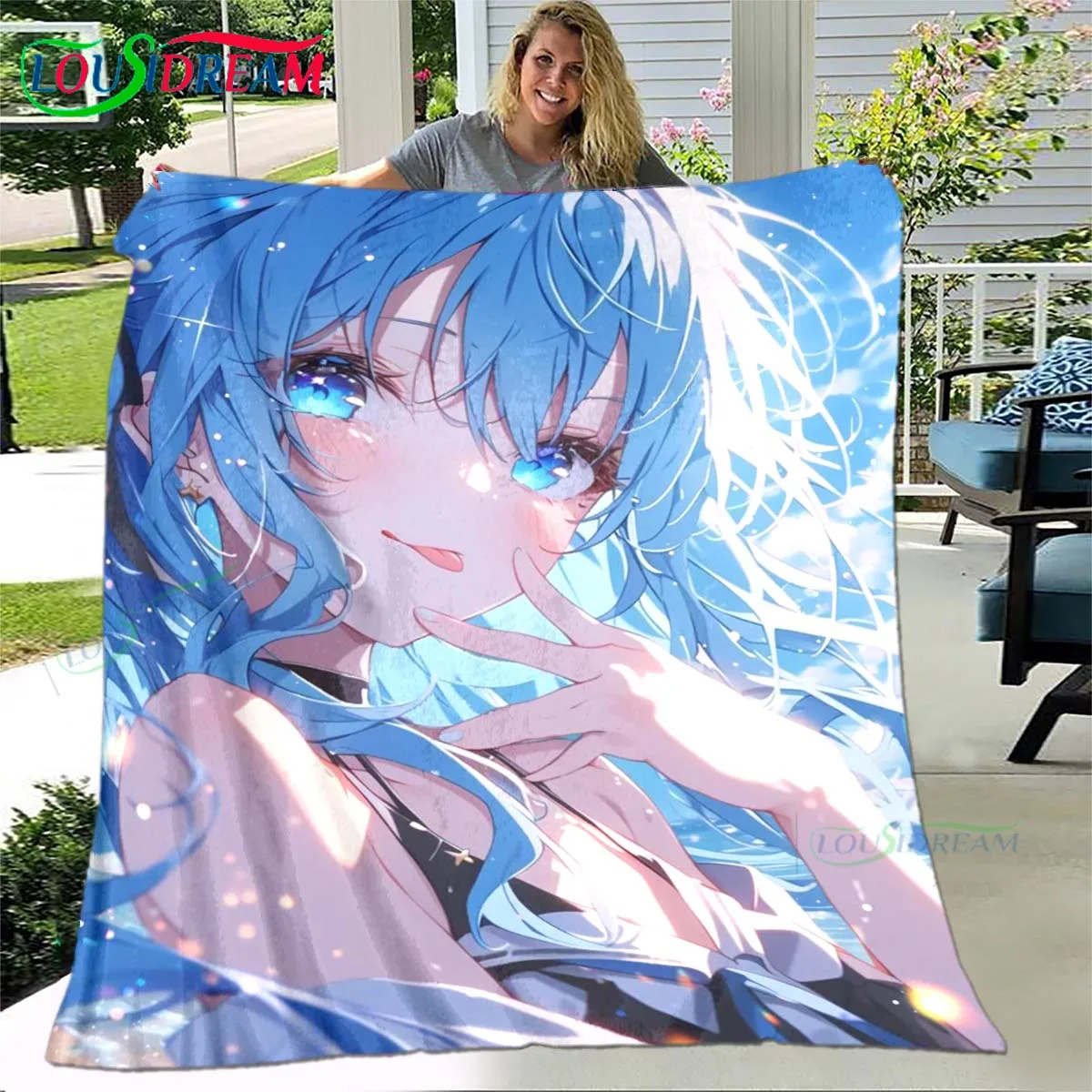 Fashion Anime Girl Printed Picnic Blankets Warm Blanket Soft and Comfortable Blanket Home Travel Blanket Birthday Gift