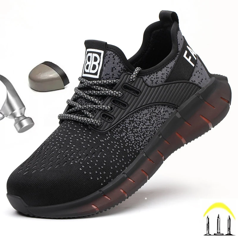 

Puncture-Proof Men's Work Shoes Steel Toe Light Anti-smashing Safety Shoes For Man Breathable Working Sneakers Men Safety Boots
