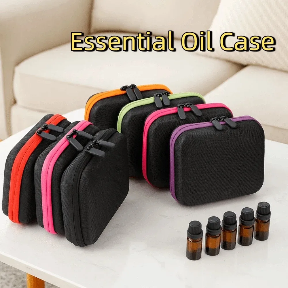 12 Slots Essential Oil Case Shockproof 10ML Capacity Essential Oil Storage Bag Hard Shell Moisture-proof