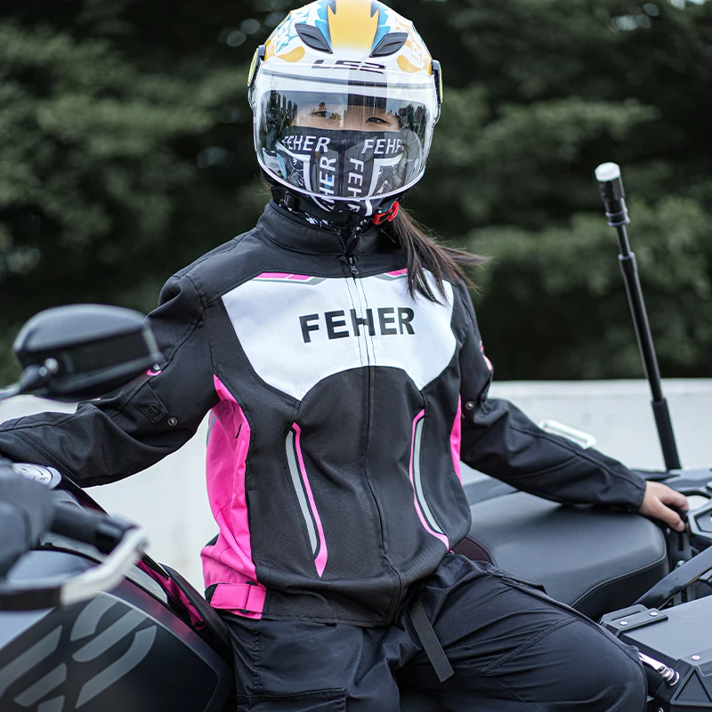 Kid Girls Motorcycle Riding Jacket Winter Motocross Waterproof Thermal Jacket Children Reflective Clothing 7pcs Protective Gear