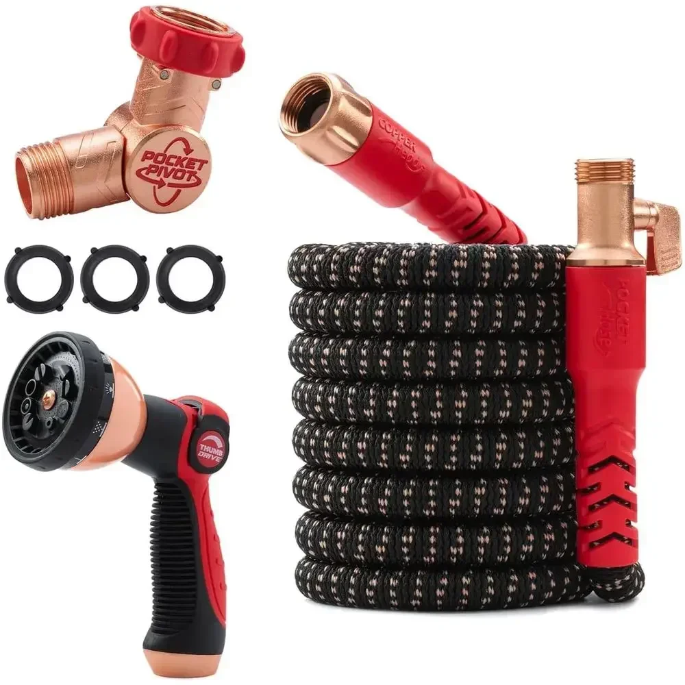 

Copper Head UV w/Pocket Pivot, Expandable Garden Hose 50 FT w/10 Pattern Thumb Sprayer AS SEEN ON TV 650psi 3/4in Ultra-Light So