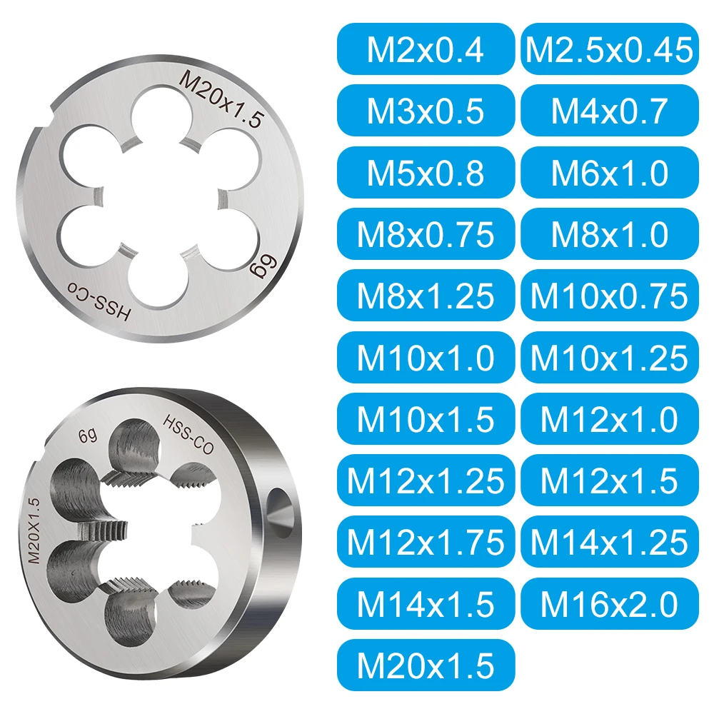 HAMPTON Metrische Matrize HSS Co5 % DIN 22568 Rechtsgewindeform Außengewinde Schneidwerkzeuge M2 M3 M4 M5 M6 M8 M10 M12 M14 M16 M20 – Detail 3
