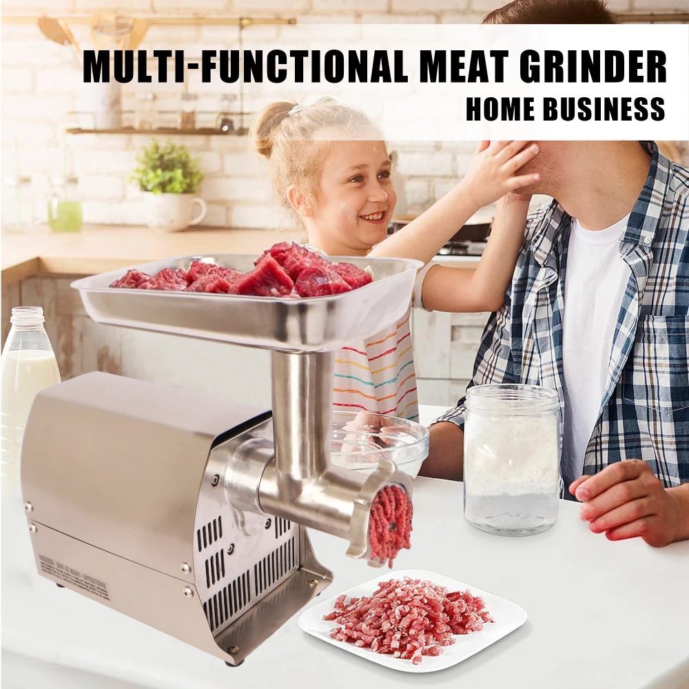 Stainless Steel Quiet 60dB Commercial Meat Grinder 4/6/8mm Plates Electric Chopper Mincer Easy Clean for Home Restaurant