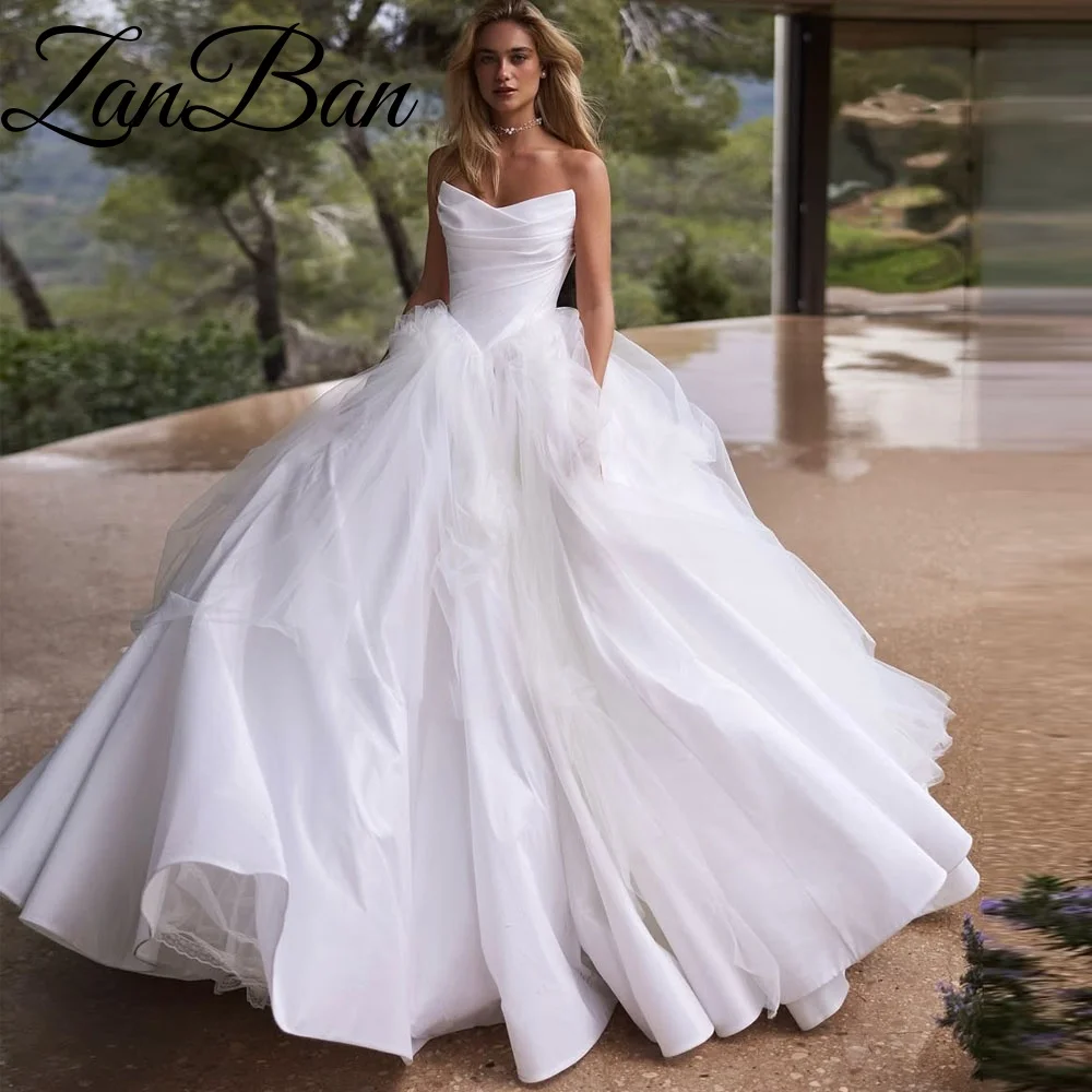 Zan Ban Modernes neues herzförmiges A-Linie-Hochzeitskleid 2026, elegantes, ärmelloses, maßgeschneidertes Brautkleid, Prinzessin, Party, Vestido de Noiva