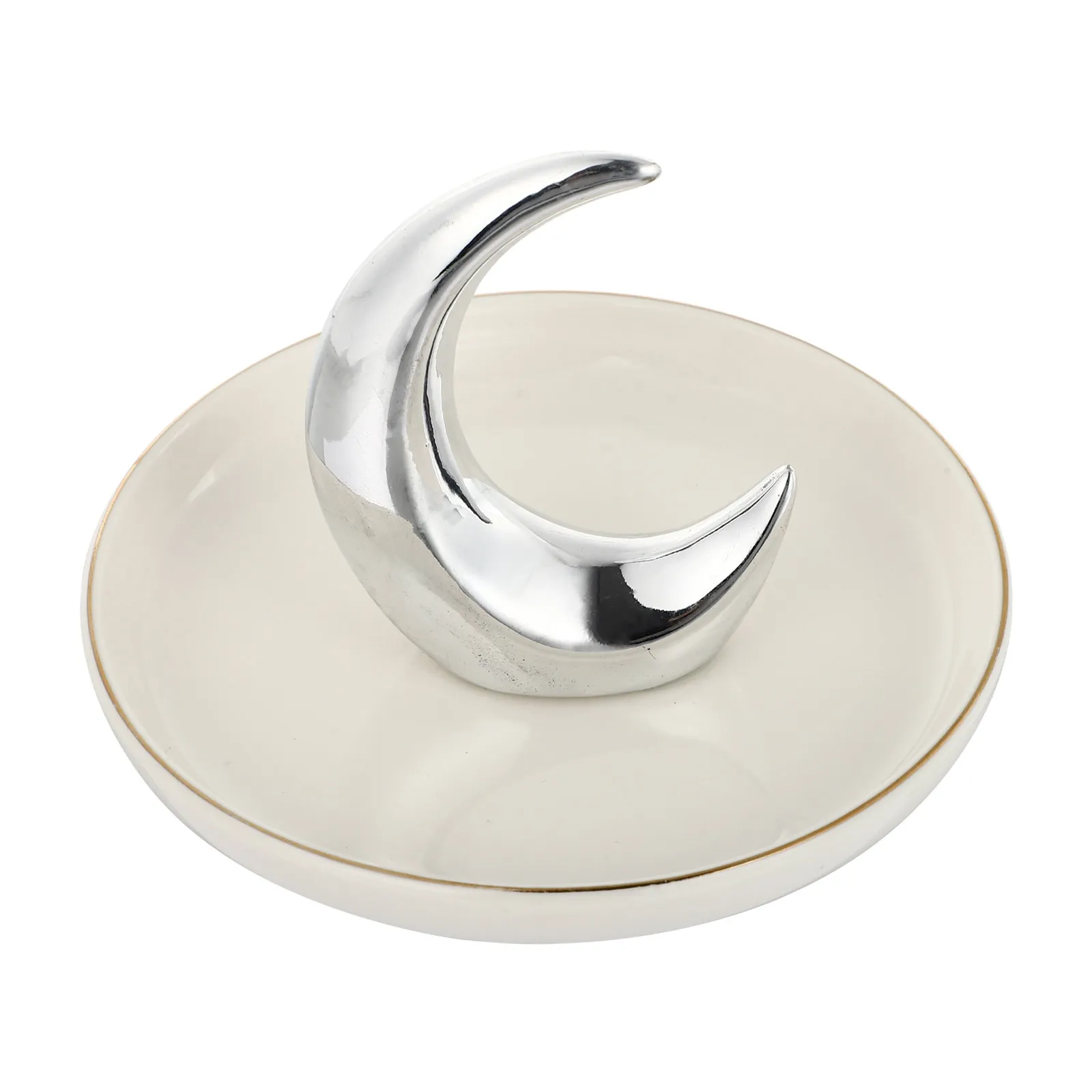 

1 шт. Высококачественный водонепроницаемый керамический поднос для украшений в форме луны, тонкая работа, подставка для демонстрации ожерелий, браслетов, колец, для дома, офиса, туалетного столика