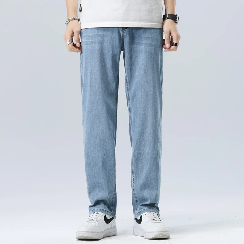 GIOIOMen's Jeans, 2025Frühling und Sommer, dünne, hochwertige Lyocell-lose, gerade, lässige Denim-Hose, modische Herrenhosen