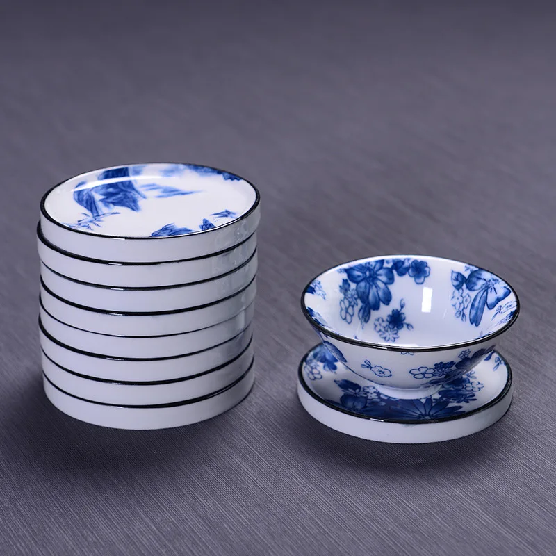 Blue and white porcelain tea plate wedding engagement table cake plate exquisite Dim sum plate ceramic anti iron coaster