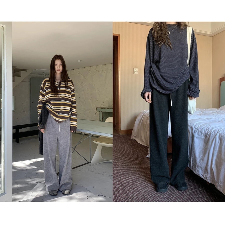 

Женские повседневные брюки HelloooEat в стиле ретро, универсальные, с цветной флисовой подкладкой, прямого кроя, теплые, для осени и зимы, спортивные, длинные