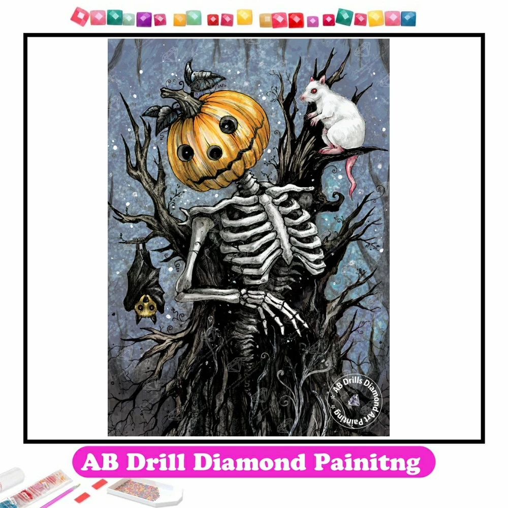 

Pumpkin Head 5D DIY AB Diamond Painting Embroidery Halloween Cross Stitch Mosaic Rhinestones Handicrafts Craft Home Decor Gift