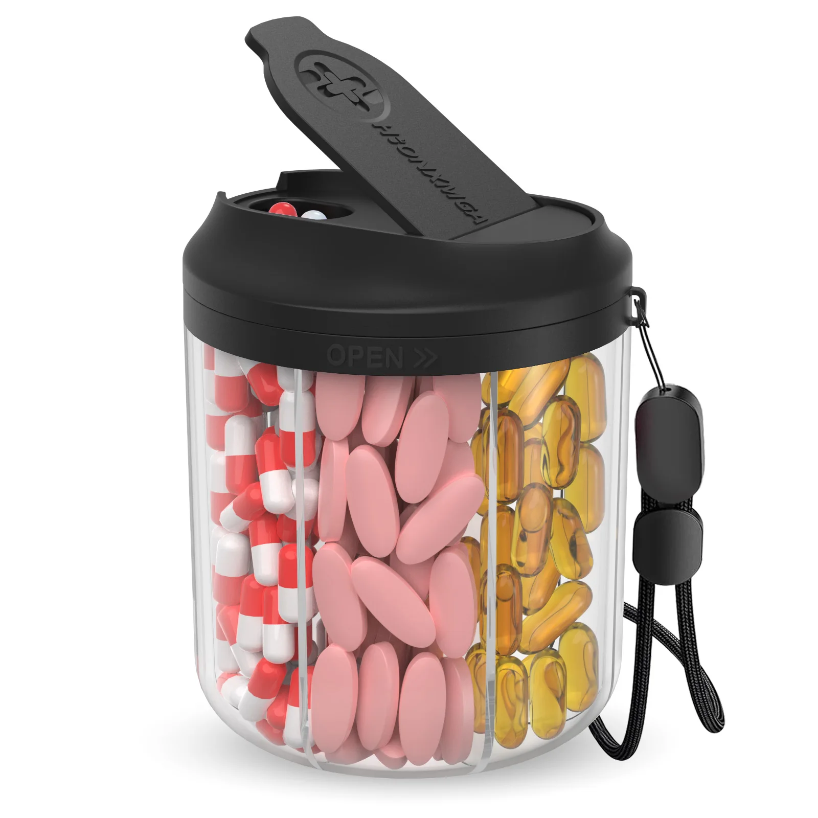 

Еженедельный органайзер для таблеток с 7 отделениями, дорожный футляр для таблеток с защитой от смешивания и 20 этикеток — портативный контейнер для добавок