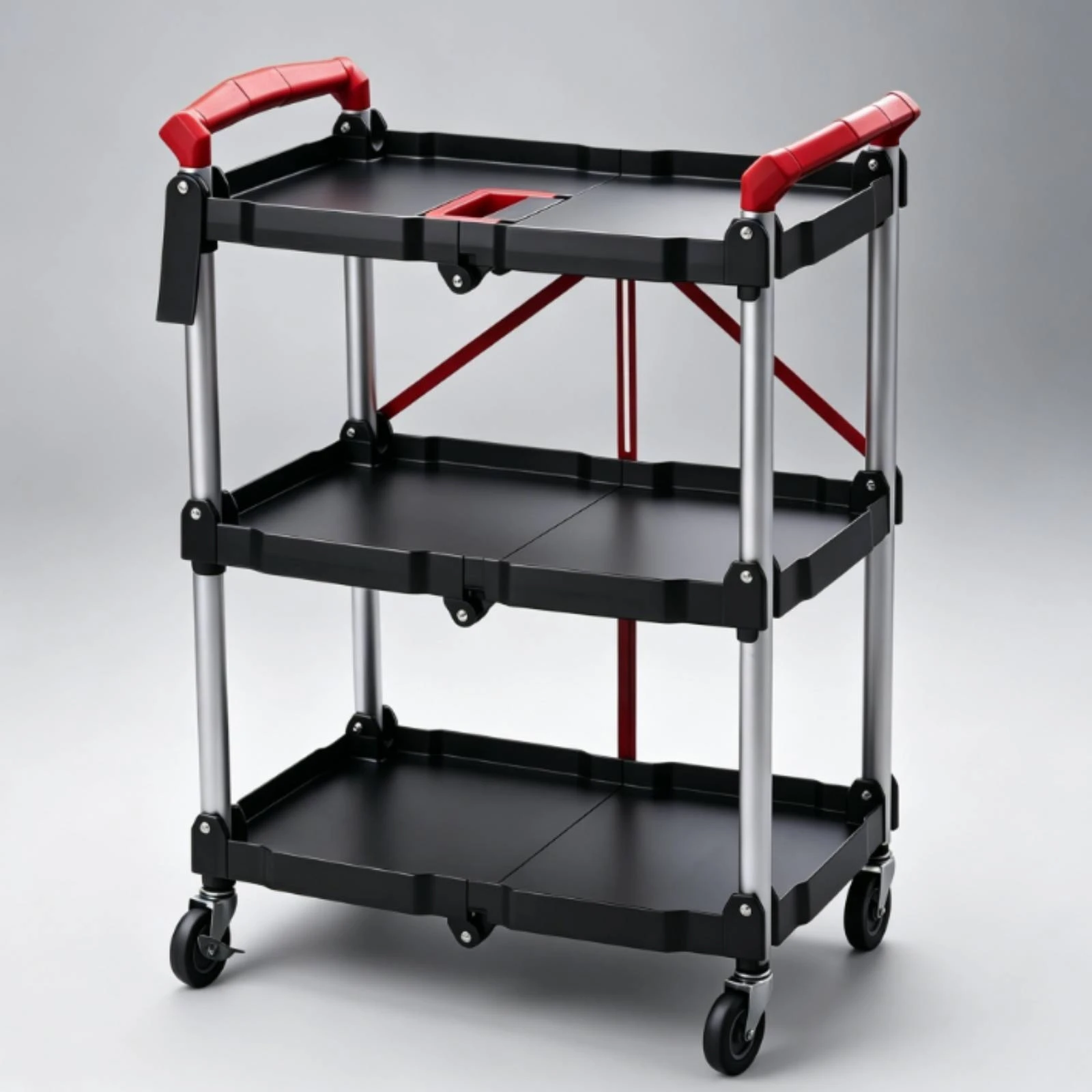 foldable-tool-trolley-caster-wheels-three-tier-tool-trolley