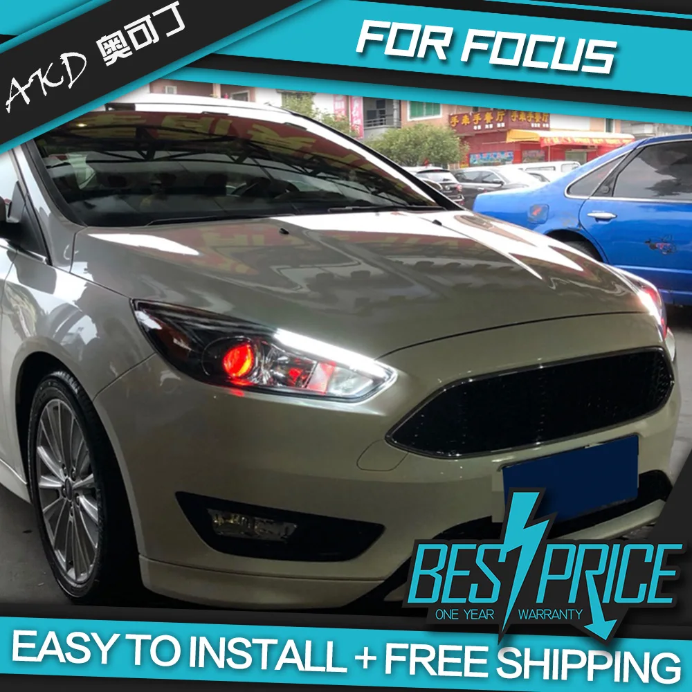 AKD Car Styling for Ford Focus Headlight 2015-2017 Focus ST Sytle Headlights D2H Hid Option Angel Eye Bi Xenon Beam Accessories