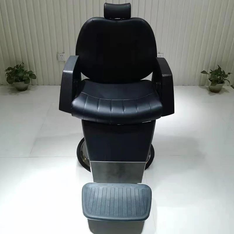 Reclining Brown Mesh Barber Chair, Hydraulic Adjustable Salon Chair with Black Armrest, 360 Swivel Hair Styling Chair for Barber