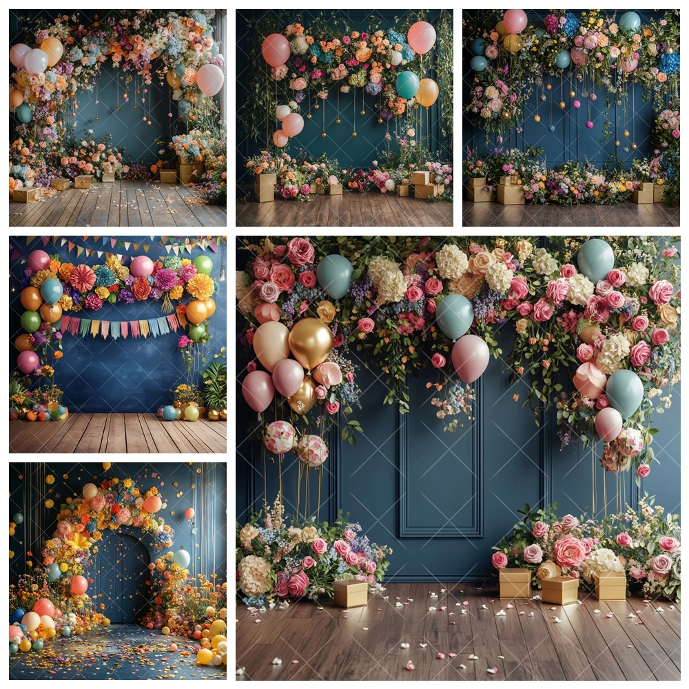 

Square Background Arched Floral Balloon Photography Background Baby Shower Colorful Butterfly Birthday Decoration Interior