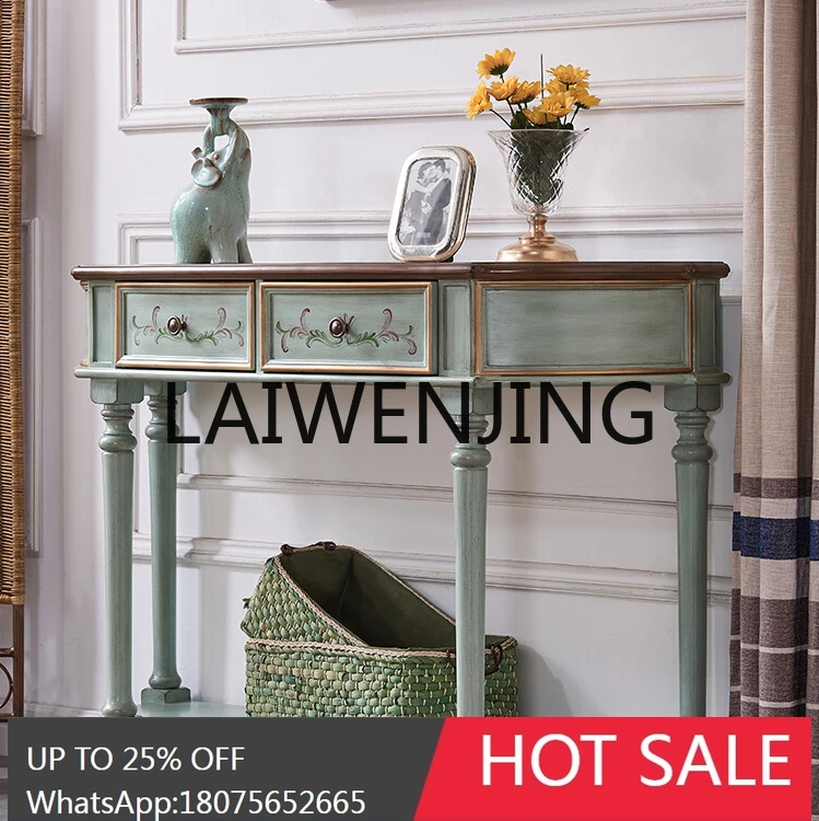 

American Country Painted Console Tables Home Decoration Wall Shelf Retro Corridor Strip Desk