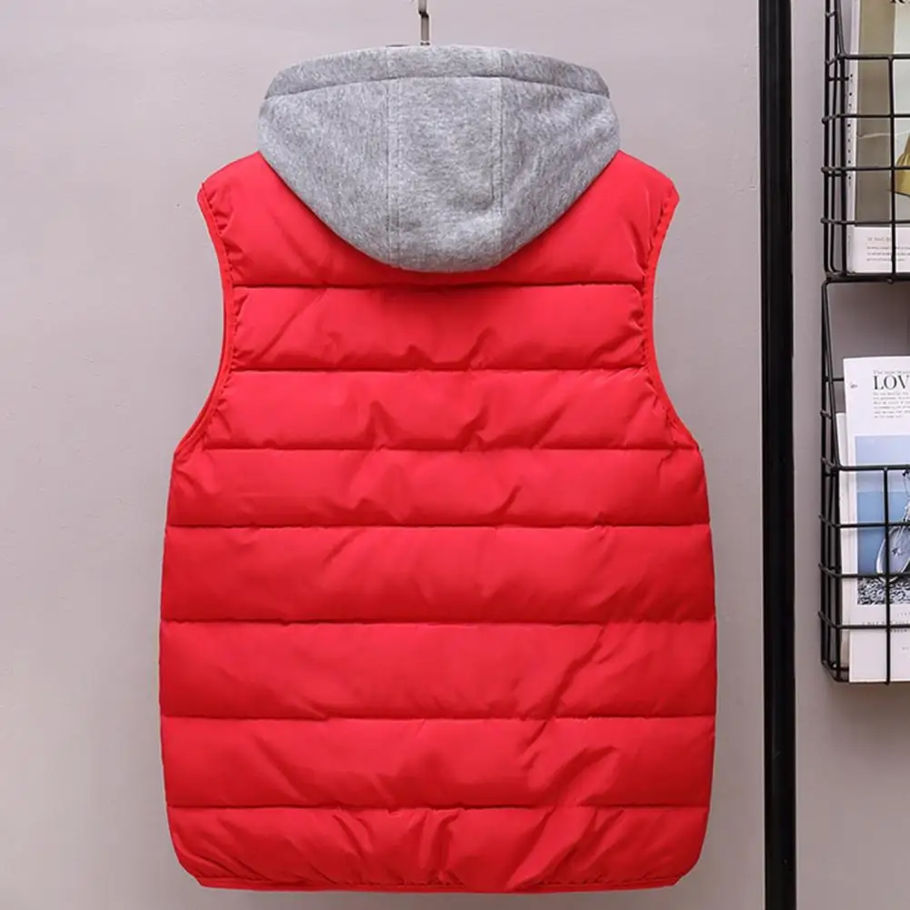 Moisture-wicking Winter Vest Men's Hooded Sleeveless Down Vest with Zipper Closure Pockets Warm Comfortable Waistcoat for Winter