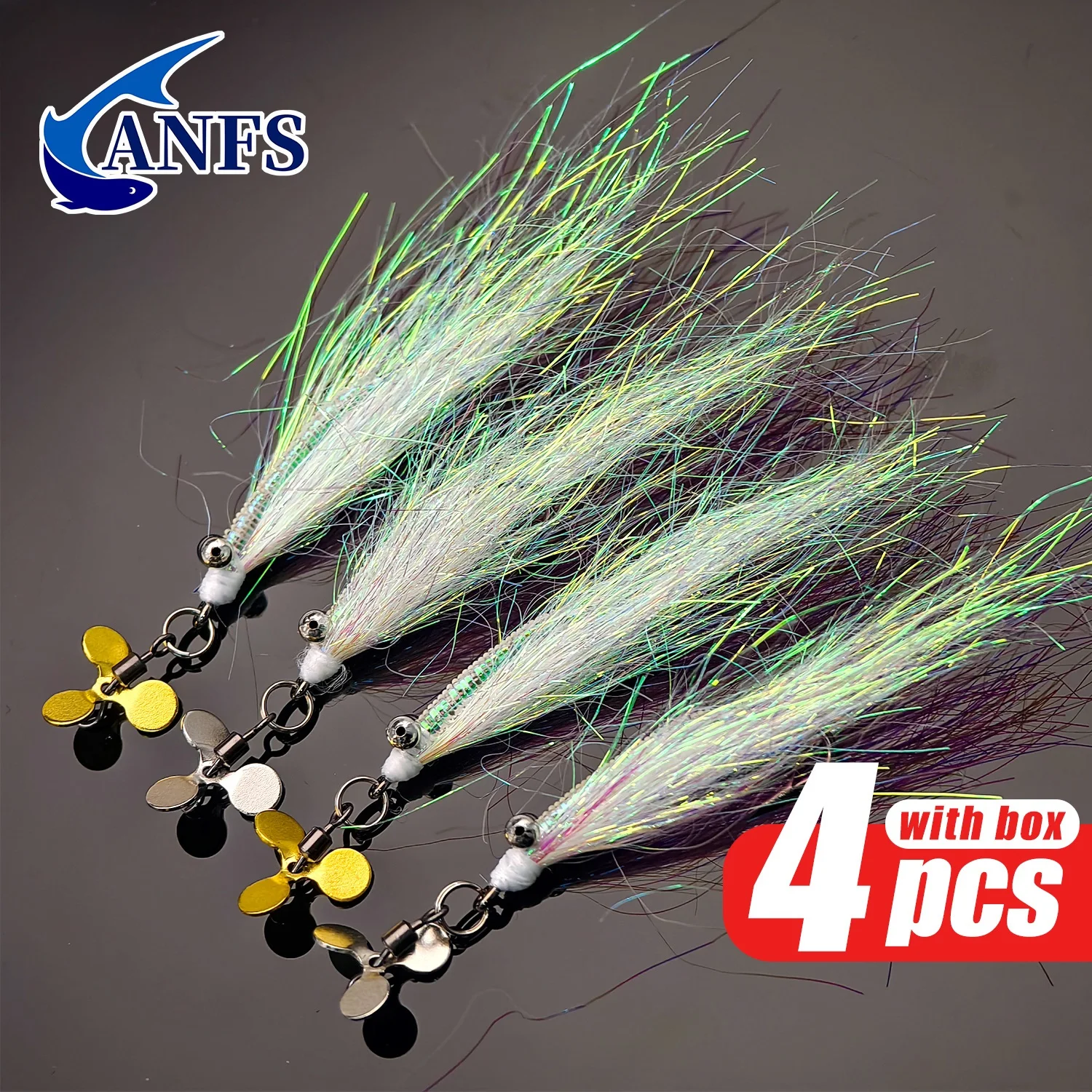 ANFS 4 قطع من طُعم صيد السمك المجنون تشارلي فلاي - طُعم المياه المالحة والمياه العذبة، دوبينج، ذباب الصيد لسمك العظام، الجهير، سمك السلمون المرقط #1