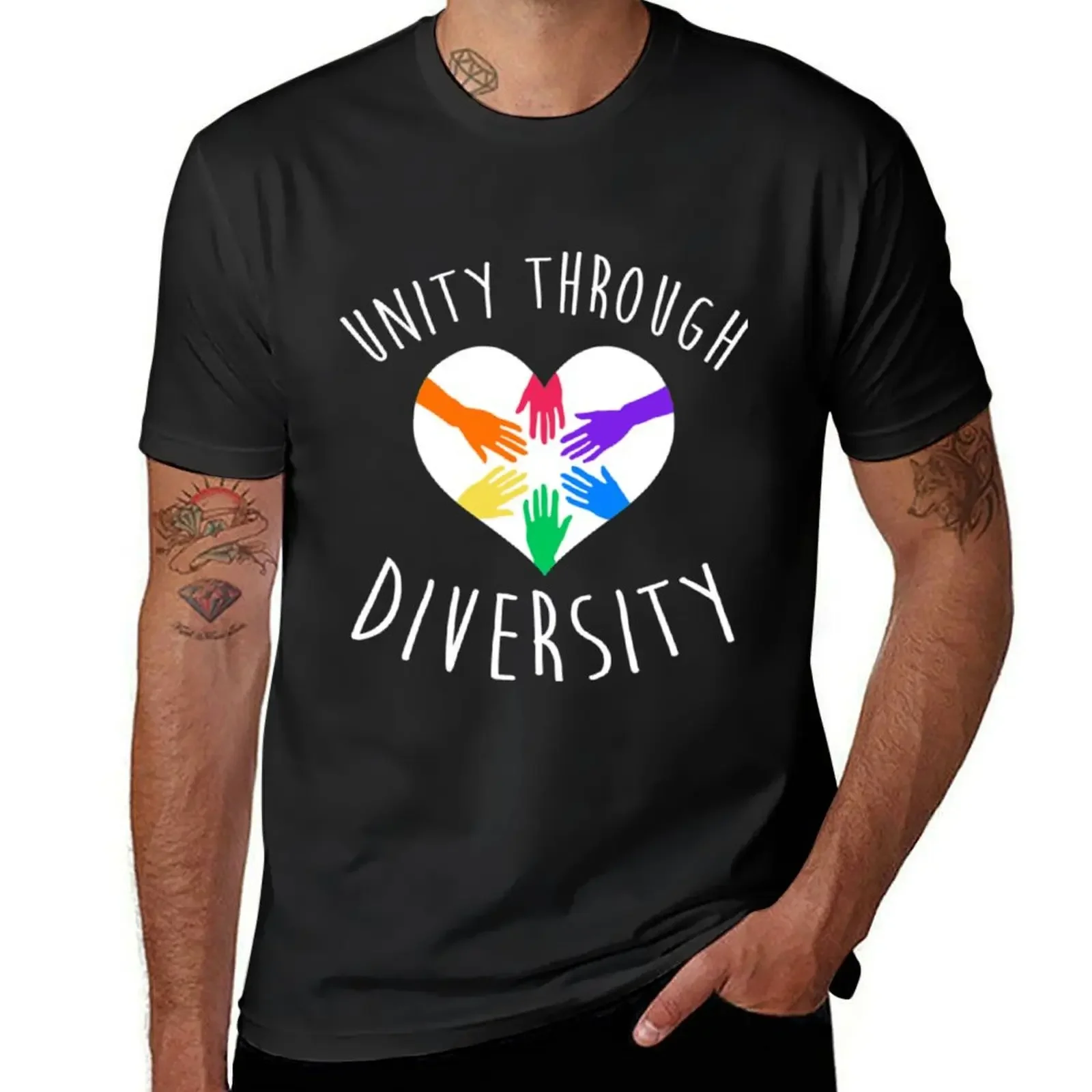 Unity Through Diversity Differences Celebrate Gift T-Shirt Aesthetic clothing plus size tops plain white t shirts men