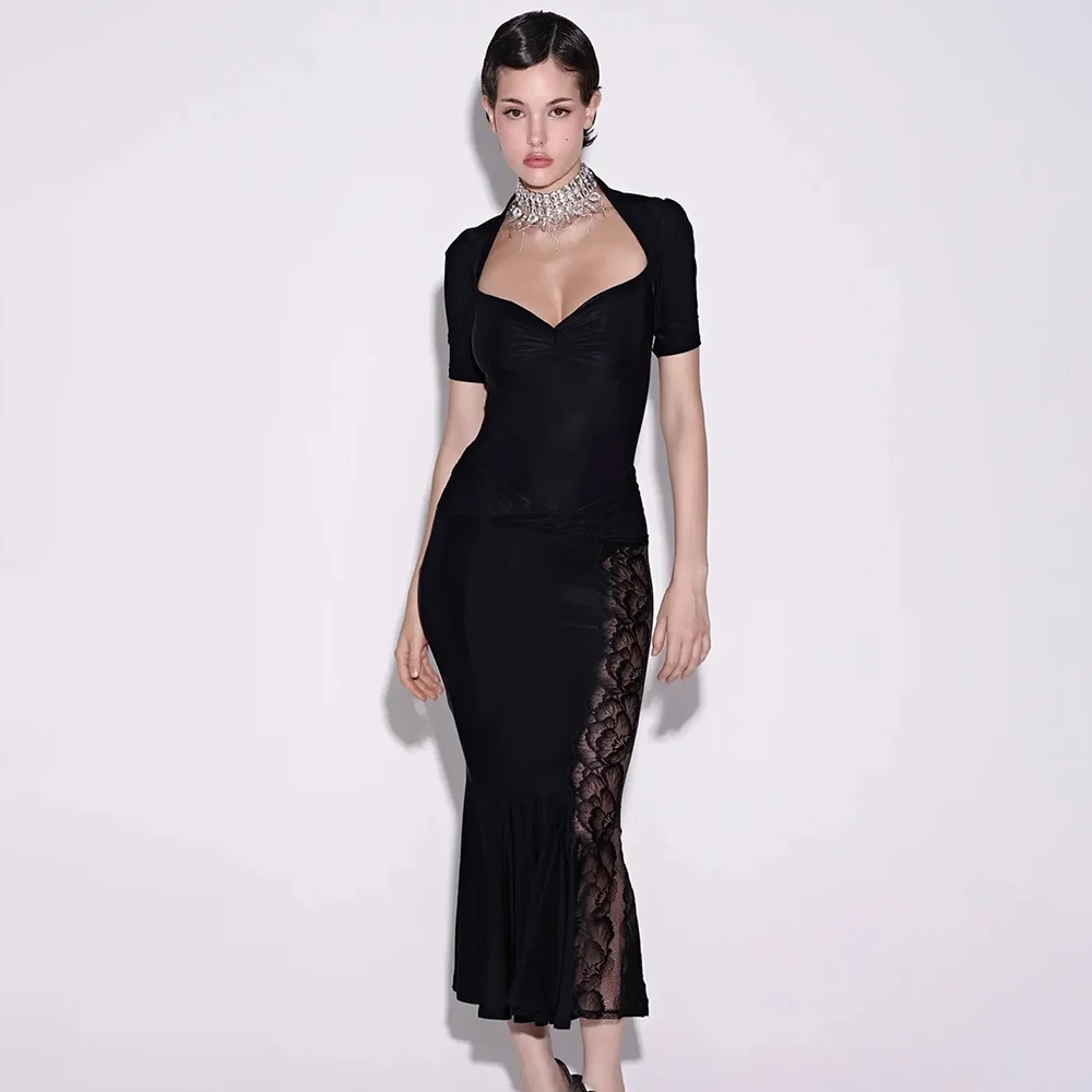 

Элегантный кружевной комплект Talenza из 2 предметов: сексуальное черное боди и модная плиссированная юбка. Роскошный женский комплект для вечеринок.