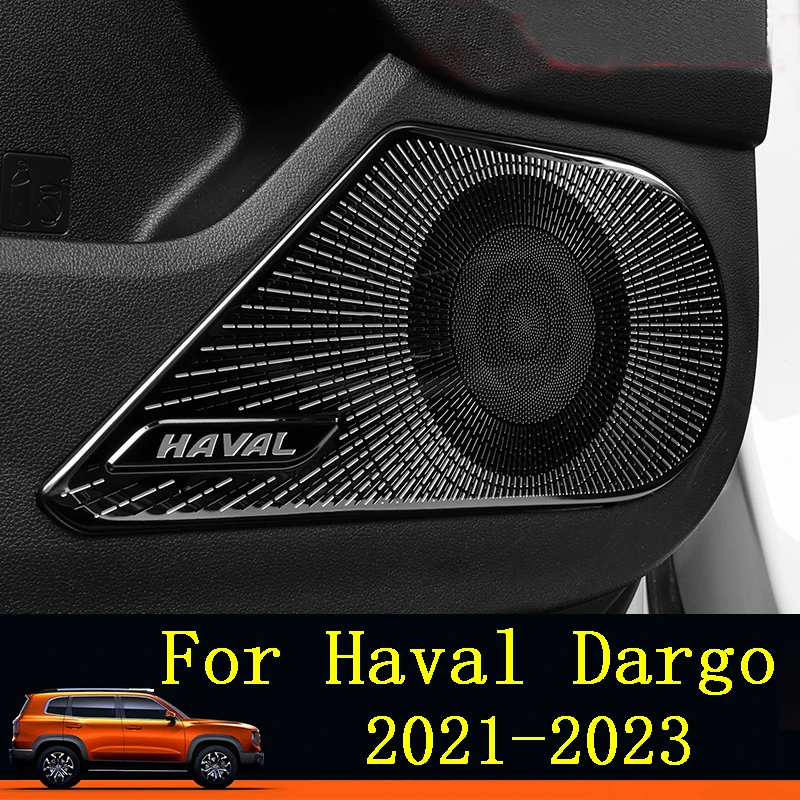 For Haval Dargo 2021-2023 Car Styling Interior Speaker Cover Sticker Stainless Steel Auto Decoration Accessories