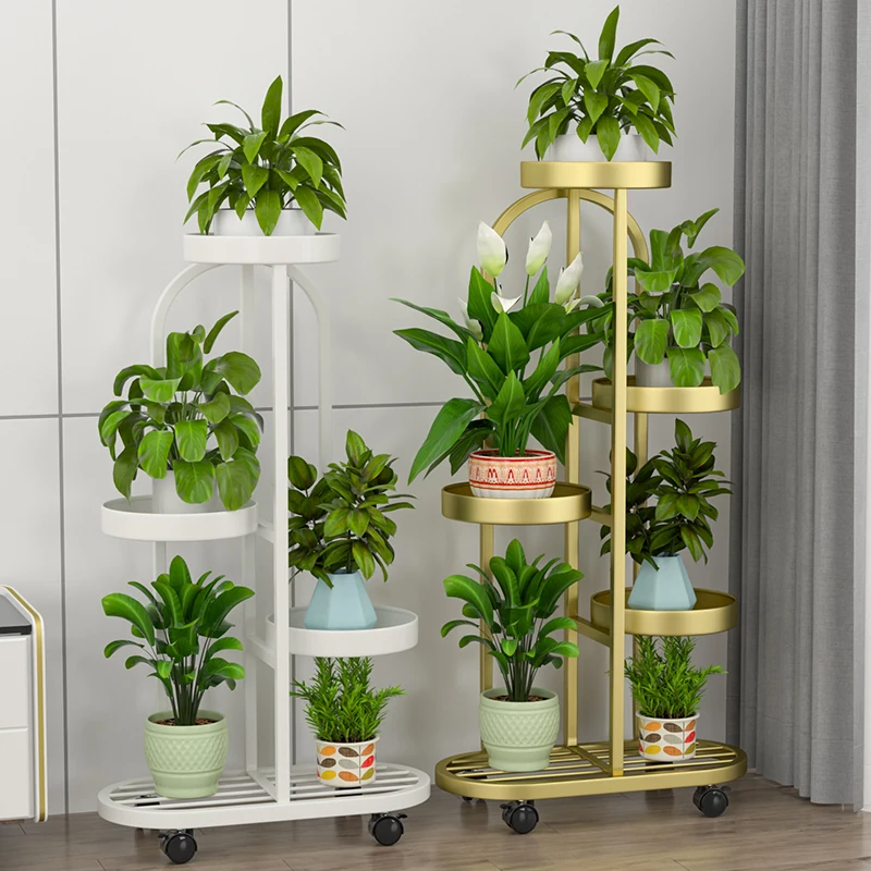 Flower rack living room floor-to-ceiling balcony  multi-layer mobile flower pot   indoor wrought iron plant flower