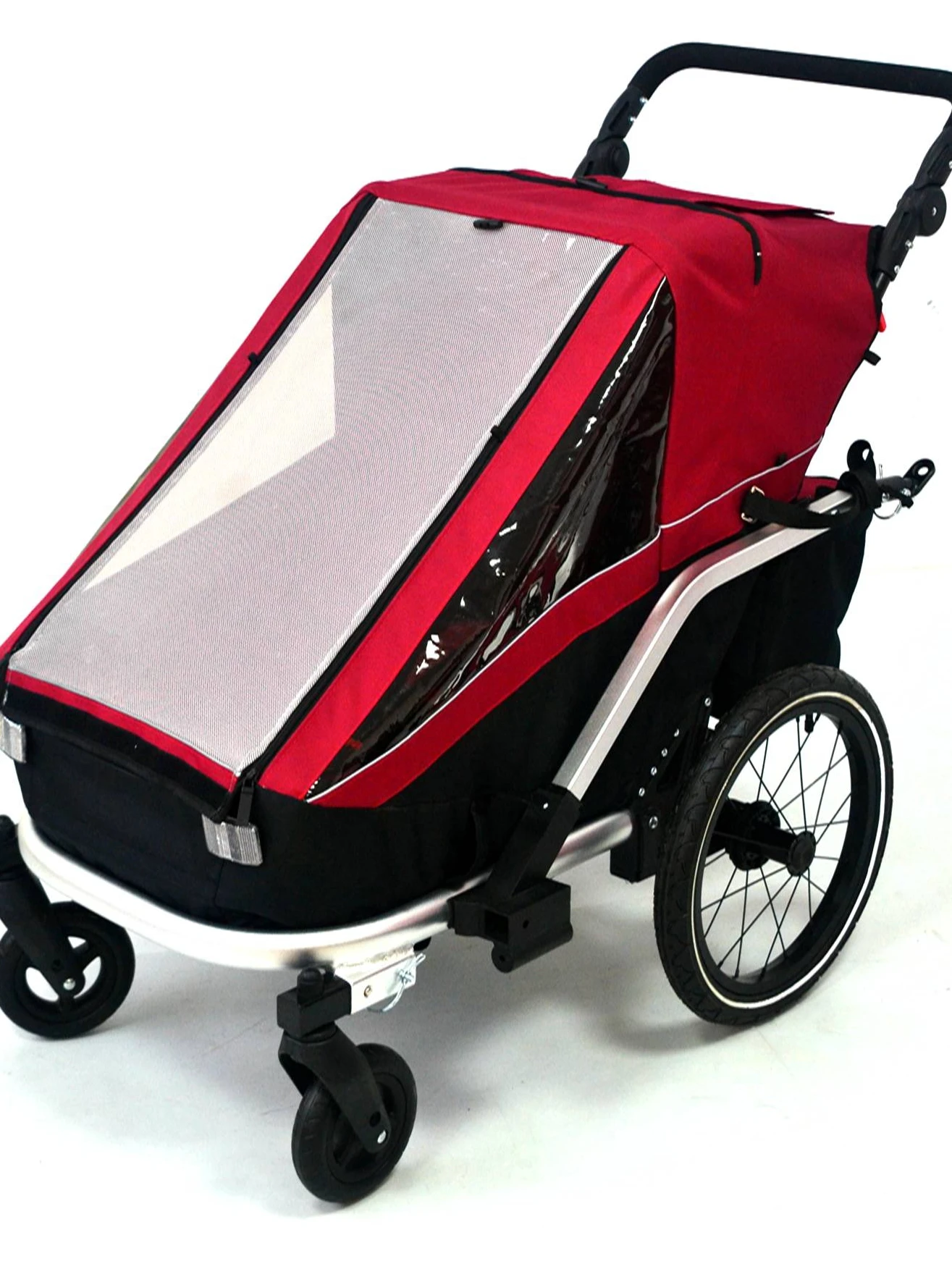 2 in 1 Single Kid Bicycle Trailer Have 20-Inch Inflatable Wheel, Red Color Baby Stroller/Jogger with Adjustable Handle