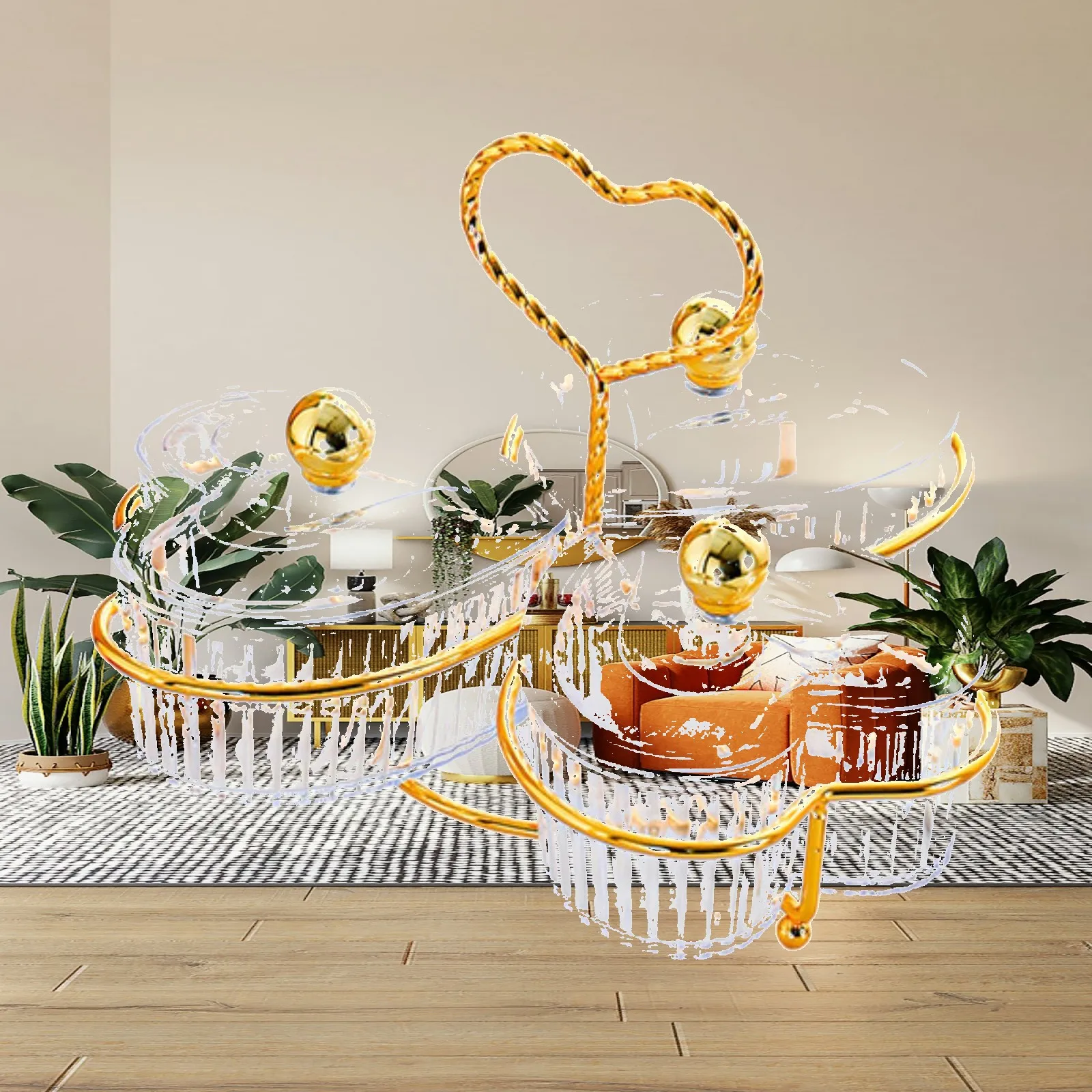 Food Sweet Snacks - ถาดแบ่งเสิร์ฟ ถาดใส่ขนม ถาดโชว์อาหาร พร้อมฝาปิดและหูหิ้ว ถ้วยเล็กแบบถอดได้สำหรับขนมหวาน ตกแต่งโต๊ะ