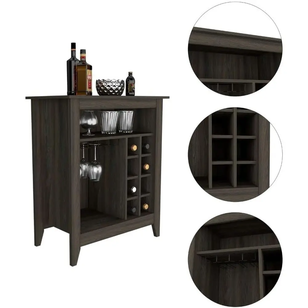 Kitchen Sideboard with Wine Rack, Open Shelf, and Storage for Dining or Living Room
