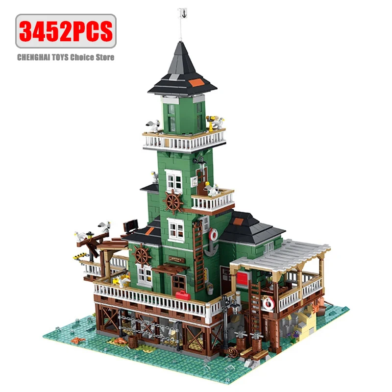 Creative Fisherman\'s Cabin Store Modular Building Blocks Brick Streetview Series City Architecture Model Sets Kid Toys Boys Gift