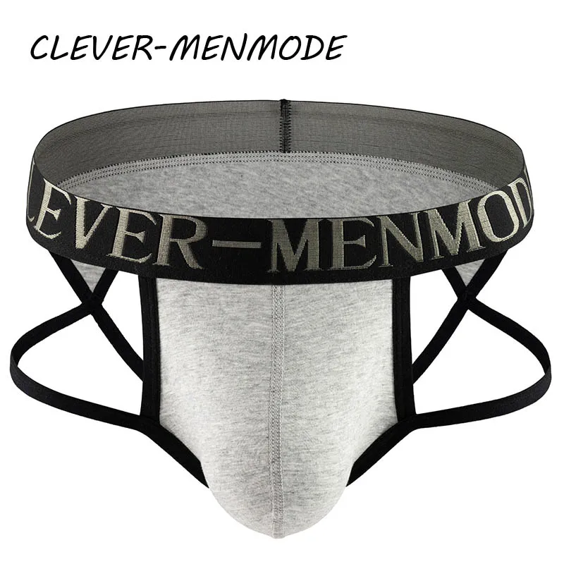 CLEVER-MENMODE Men\'s Sexy Cotton Thong Open Buttocks Mankini Crotch Panties Men Crossover Strapless Raised Underwear