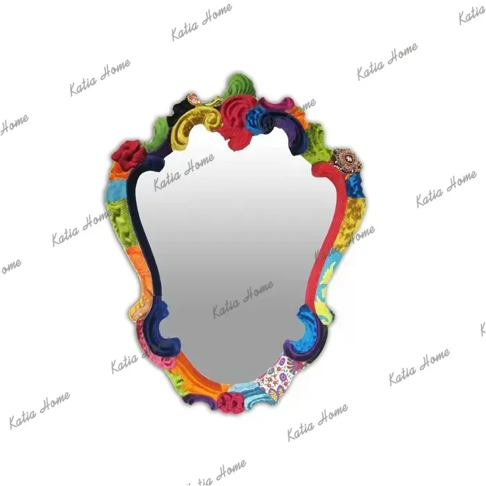 Creative Design Dopamine Color Framework Wall-Mounted Art Decorative Mirror Simple Hotel Bathroom High-Definition Vanity Mirror