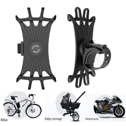 Universal Bicycle Mobile Phone Holder 360 Rotating Silicone Bike GPS Clip Mount Baby Stroller Stand Motorcycle Handlebar Bracket