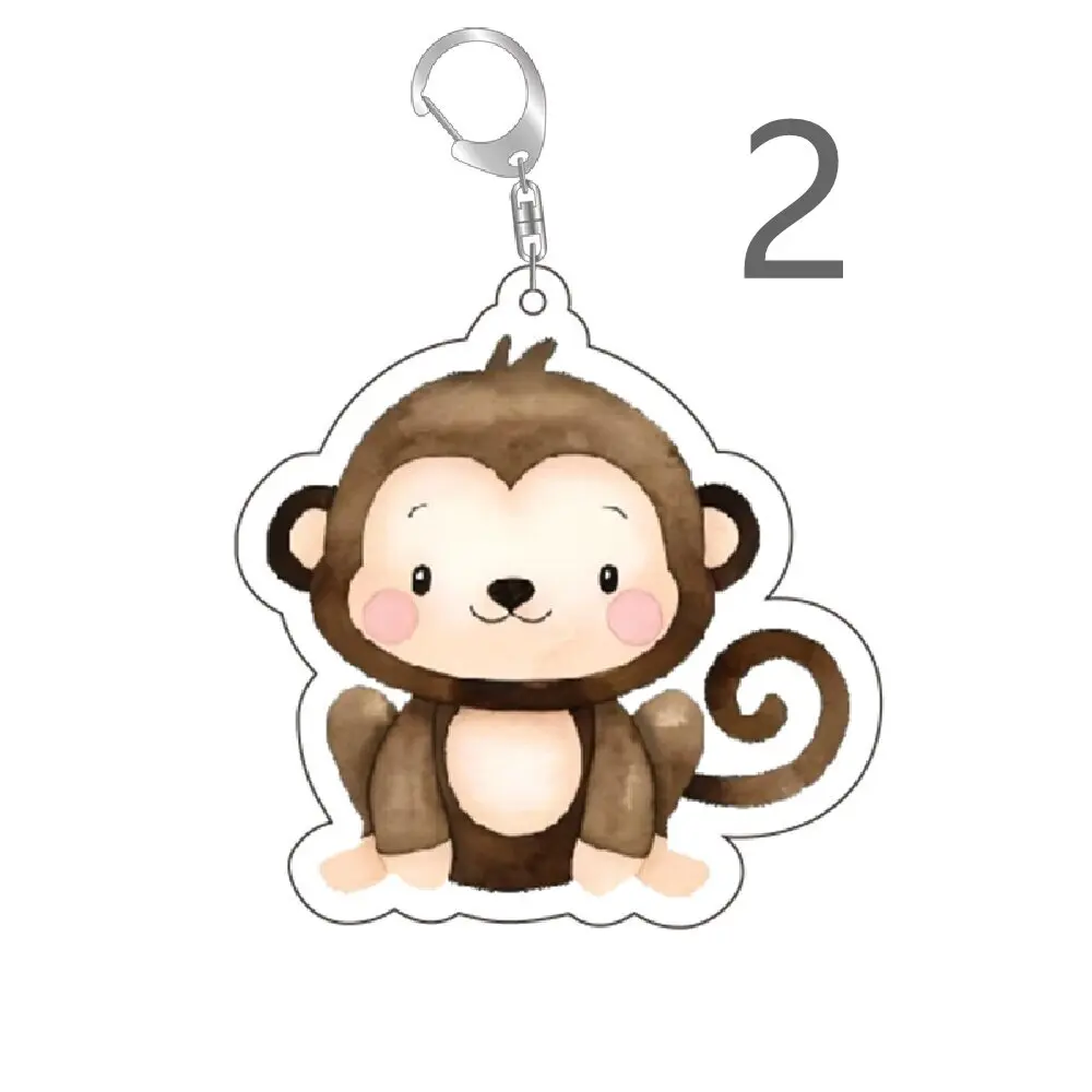Jungle Animal Safari Theme keychains lion Giraffe Elephant Keychain Decor Birthday Party Gift keyring Bag Ornament Charm Pendent