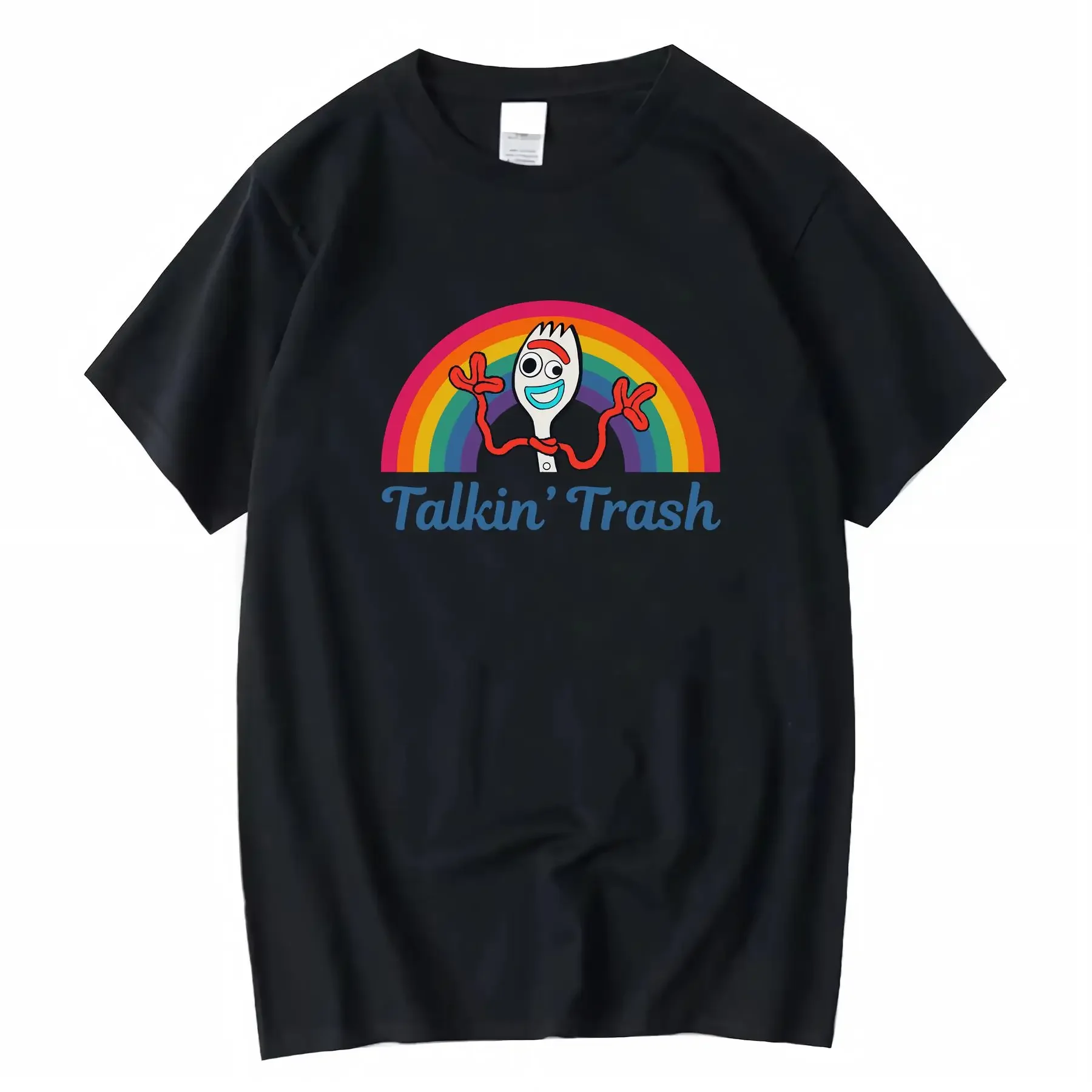 

Плакат «История игрушек Диснея» Forky Talkin' Trash Rainbow, 100, хлопковая футболка с круглым вырезом для женщин, одинаковые винтажные футболки для семьи Disneyland