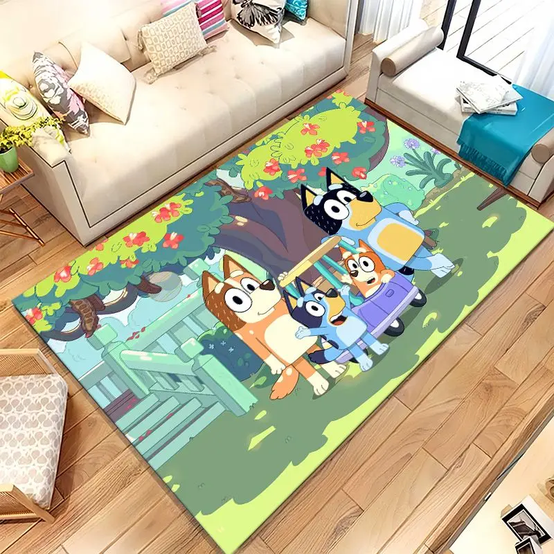 Cartoon Blue Dog Puppy Bingo Soft Non-Slip Large Area Rug for Living Room,Bedroom Playroom Carpet Mat for Sofa,Home Decor Gift