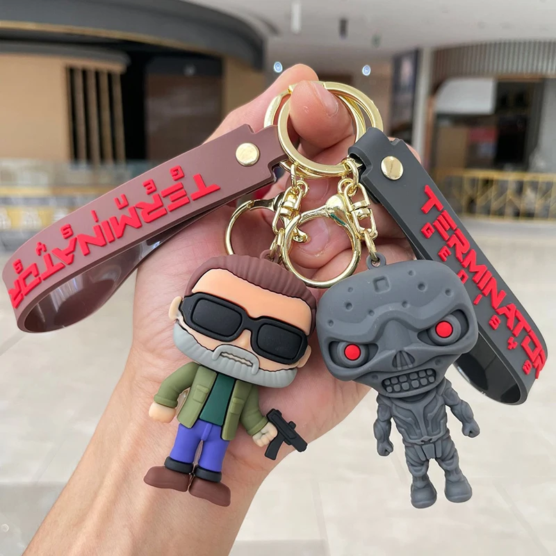 The Terminator Keychain Eyeborg Harvester Arnold Schwarzenegger Action Figures PVC Key Chain Collection Bag Pendants Model Toys