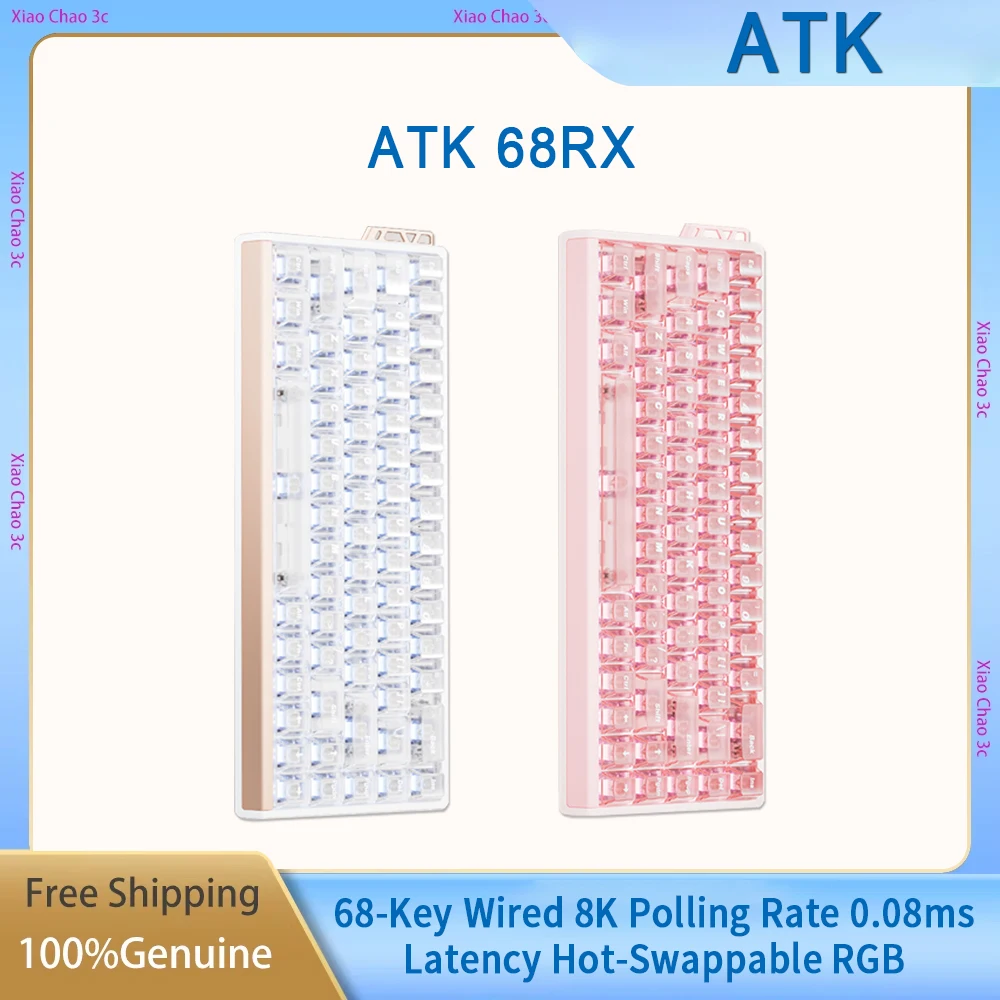 

ATK 68RX Hall Effect Mechanical Keyboard 68-Key Wired 8K Polling Rate 0.08ms Latency Hot-Swappable RGB Backlit For Gaming Office