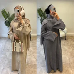 2024  New Ramadan Black Eid Modest Warm Winter Abayas Muslim Women Abaya Dress Robe  Arabe Female Morocco Kaftan Islam Clothing