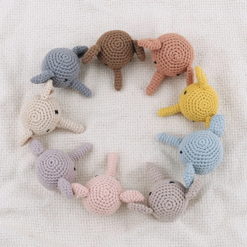 Colorful Baby Pacifier Chain Accessories Handmade Crochet Cotton Small Elephant Infant Newborn Teething Toy Gift