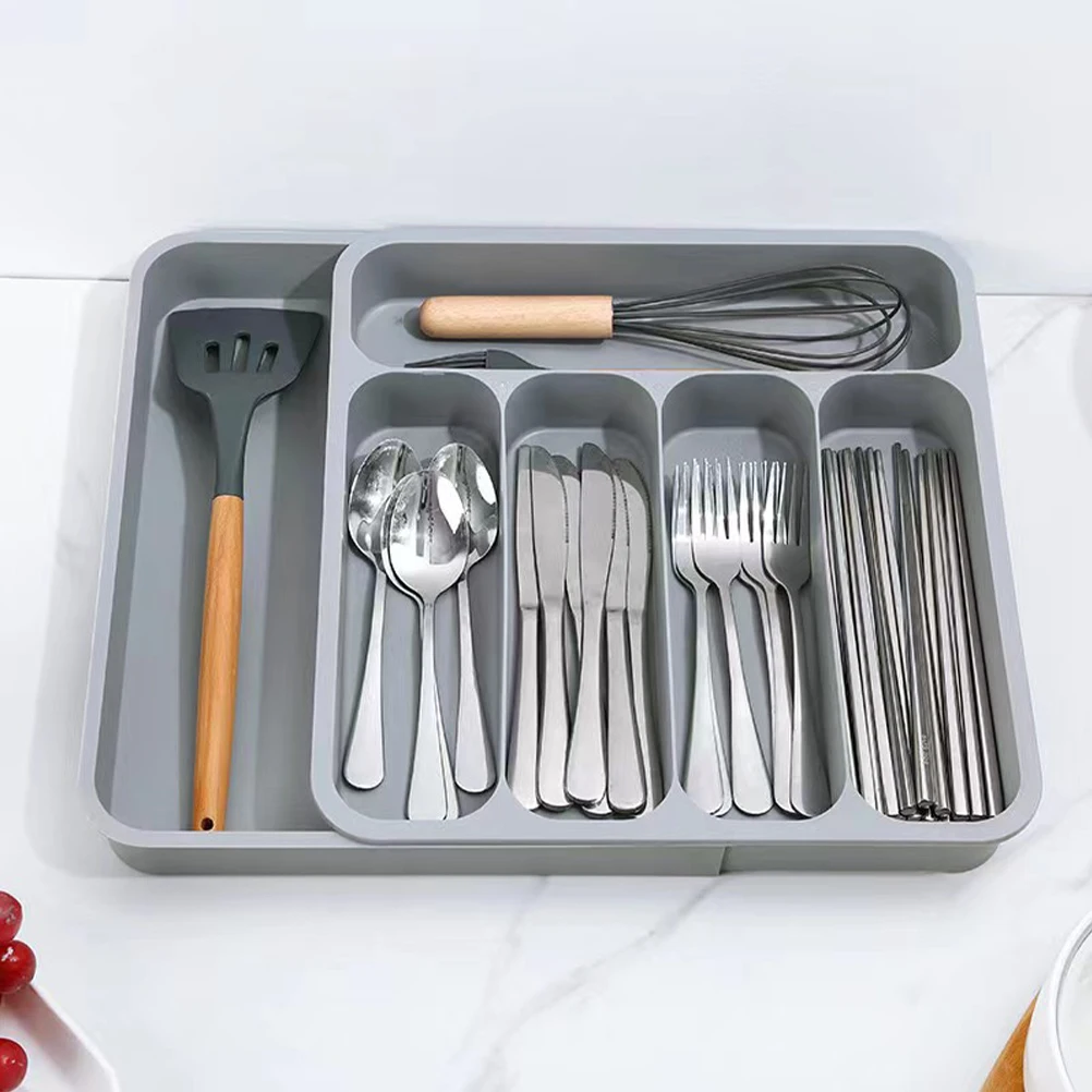 

Silverware Drawer Cutlery Storage Holder Kitchen Utensil Tray Flatware Organizer Compartment Silverware Tray Reusable
