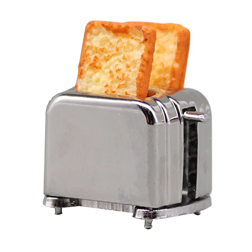 

Exquisite Mini Bread Machine Decor Compact Alloy Miniature Kitchen Accessory for Mini House Decoration Lifelike Visual Effect