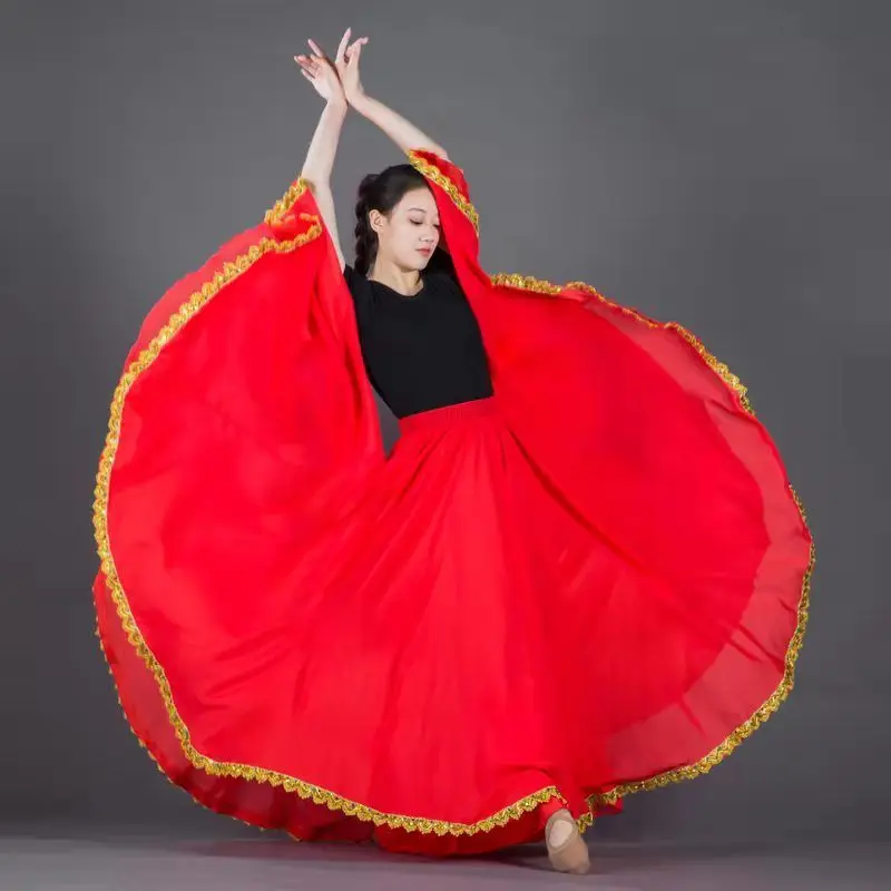 Women Ballroom Dancing Social Dance Half Length Skirt Square Dance Long Skirt Dance Competition Performance Costume 720 Degree