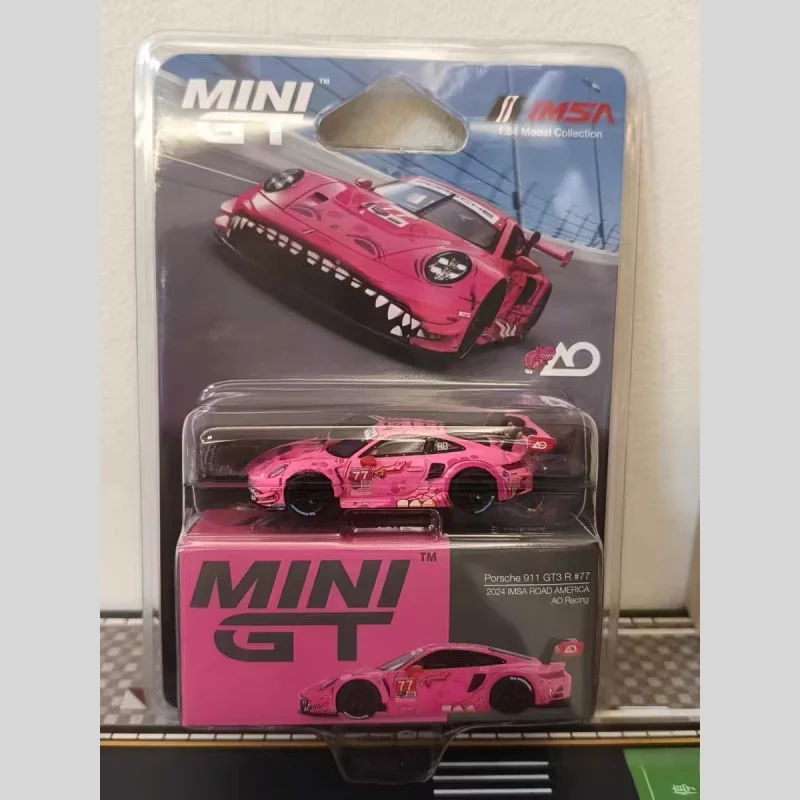 1:64 GT3 911R Roze dinosaurus # Miniatuursimulatieautomodel van 1022, verzamelornament, origineel op voorraad