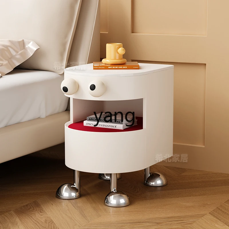 

YHM Cartoon Cabinet Small Bedside White Cream Solid Wood